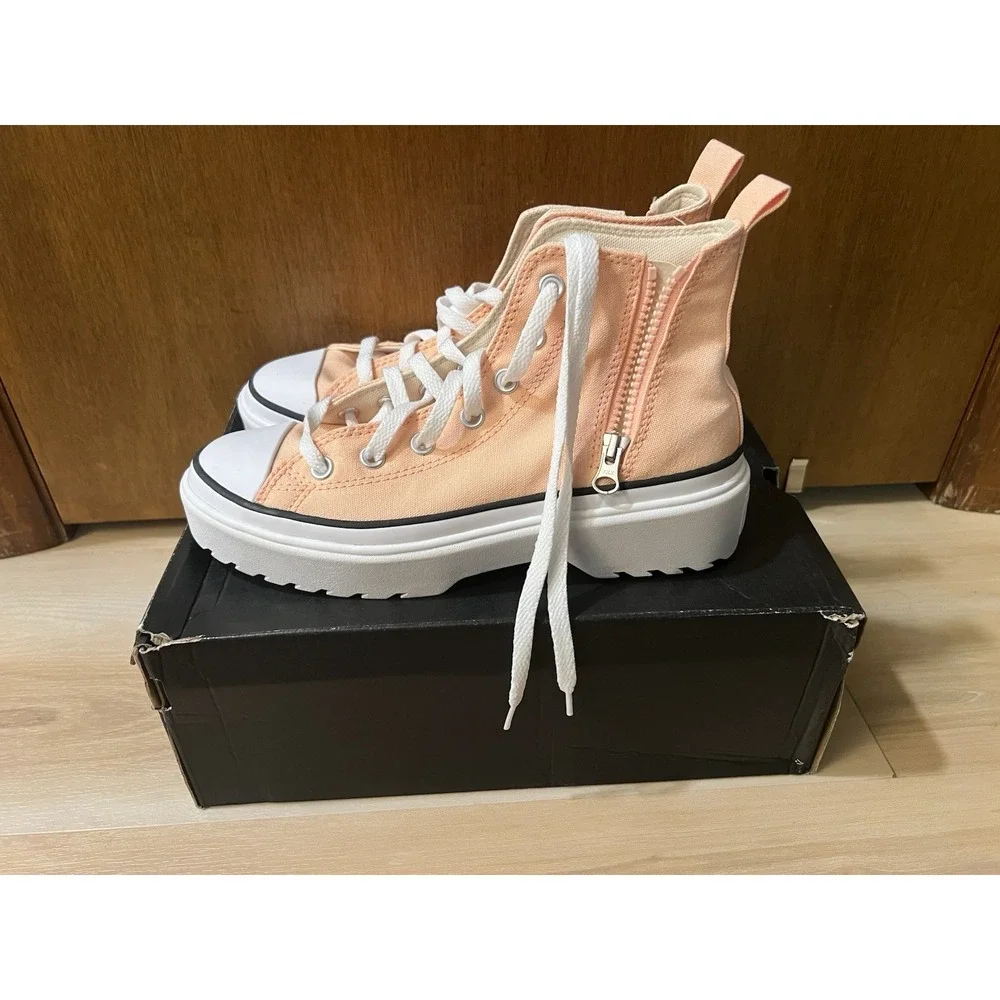 Converse Chuck‎ Taylor All Star Lift Platform High Peach Beam Canvas Sz 6 Youth
